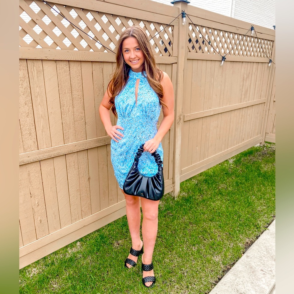 Brand new Boutique Lush Satin Blue Dress